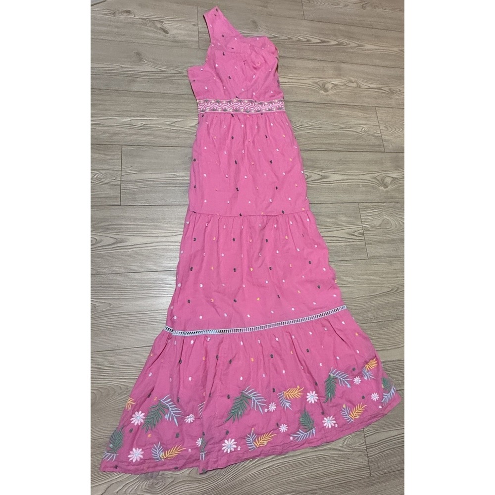 Crown & Ivy Pink Embroidered Tie Back Maxi Dress Sz 18W Womens NWT